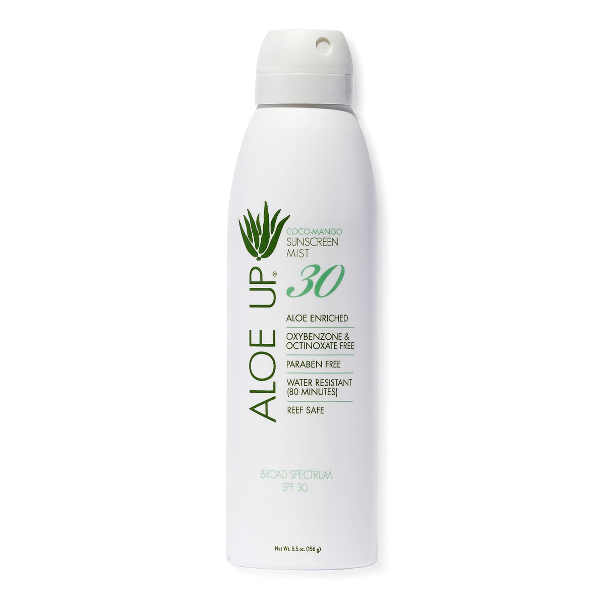 Aloe Up front packaging showing SPF 30 spray and coco mango scent benefit