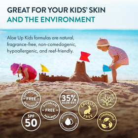 Aloe Up continuous spray dispensed into hand for quick cover