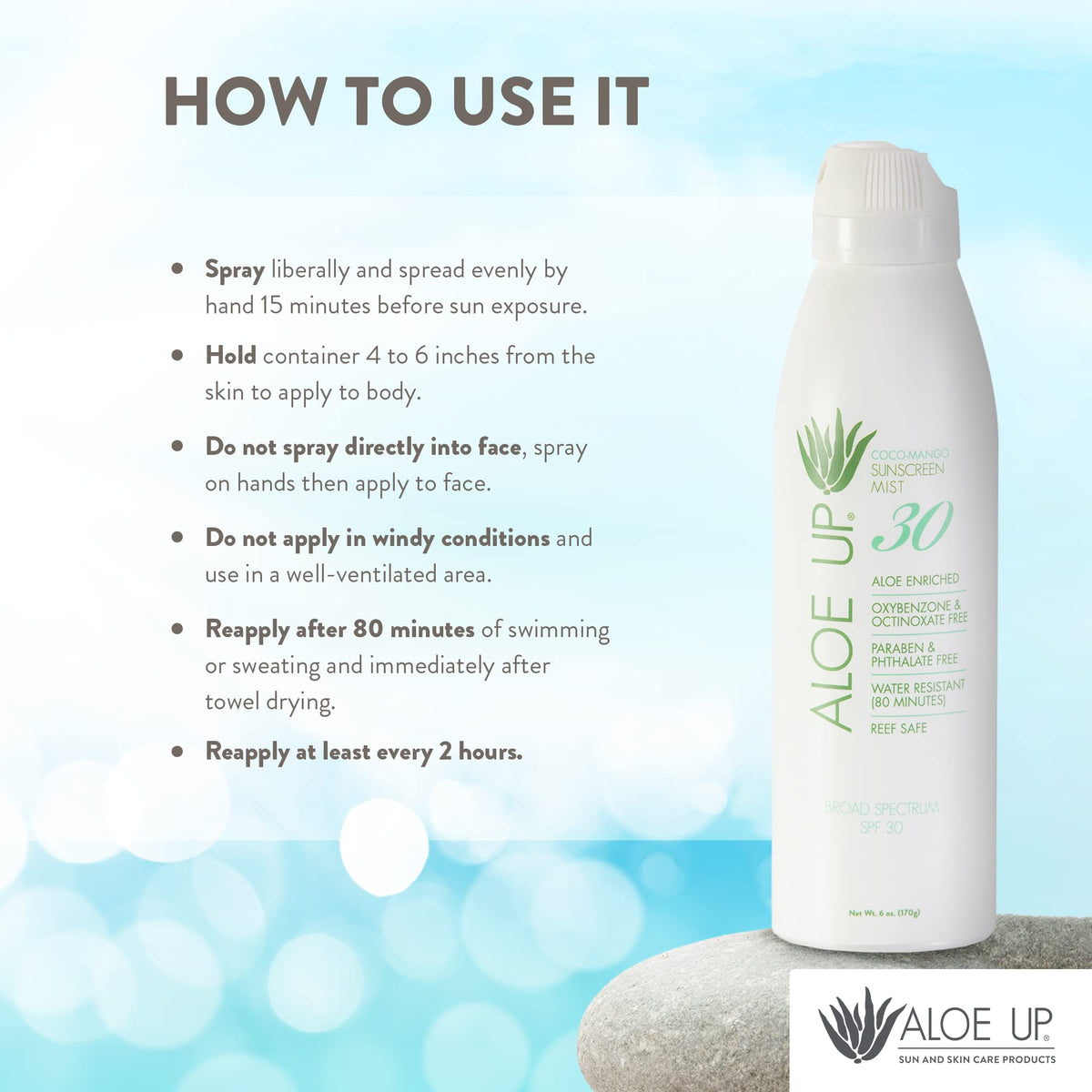 Aloe Up next to sunscreen bottle for size comparison and travel convenience
