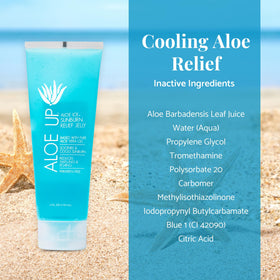 ALOE UP clear gel texture close-up showing cooling hydration