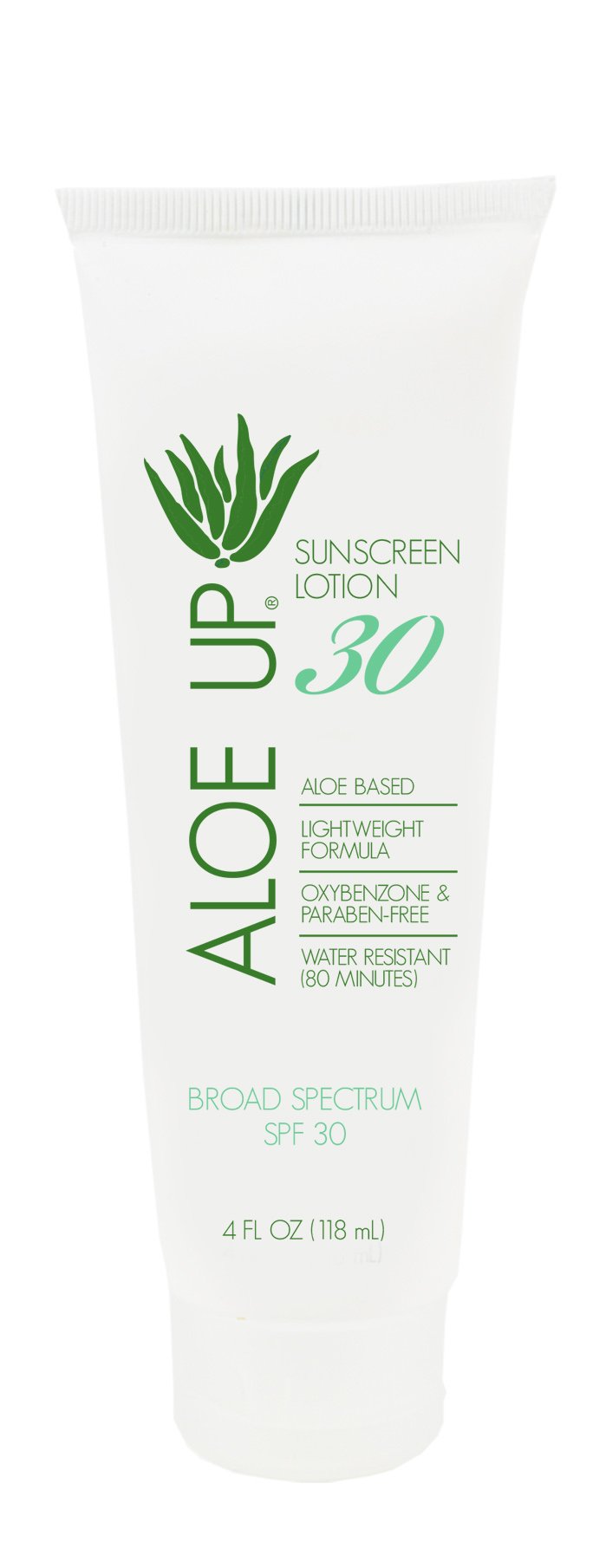 Aloe Up spray bottle front view showing label and easy mist application benefit