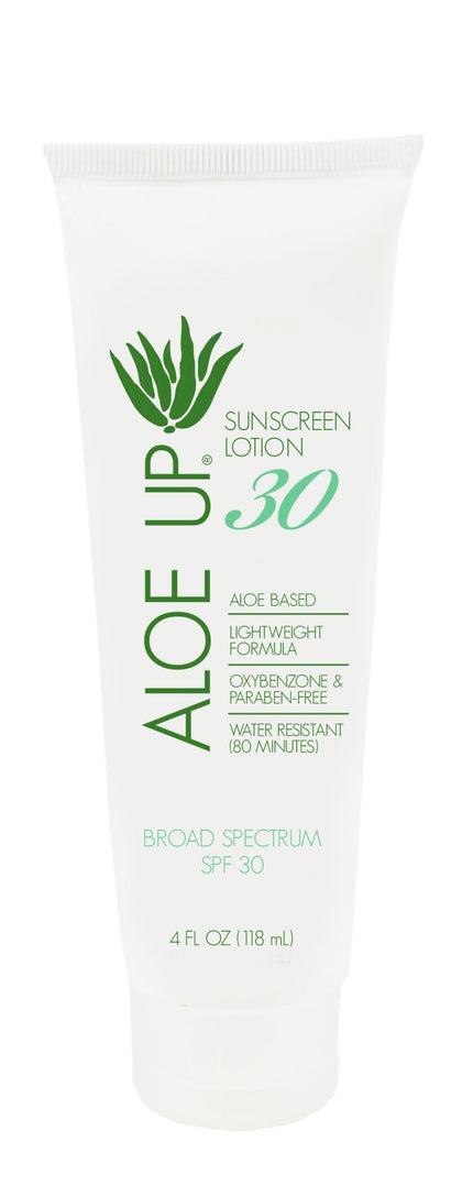 Aloe Up spray bottle front view showing label and easy mist application benefit