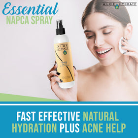 AloeHydrate mist sprayed on face for instant hydration and refresh