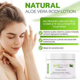 AloeMoist ingredient flatlay with aloe and shea indicating nourishing botanicals