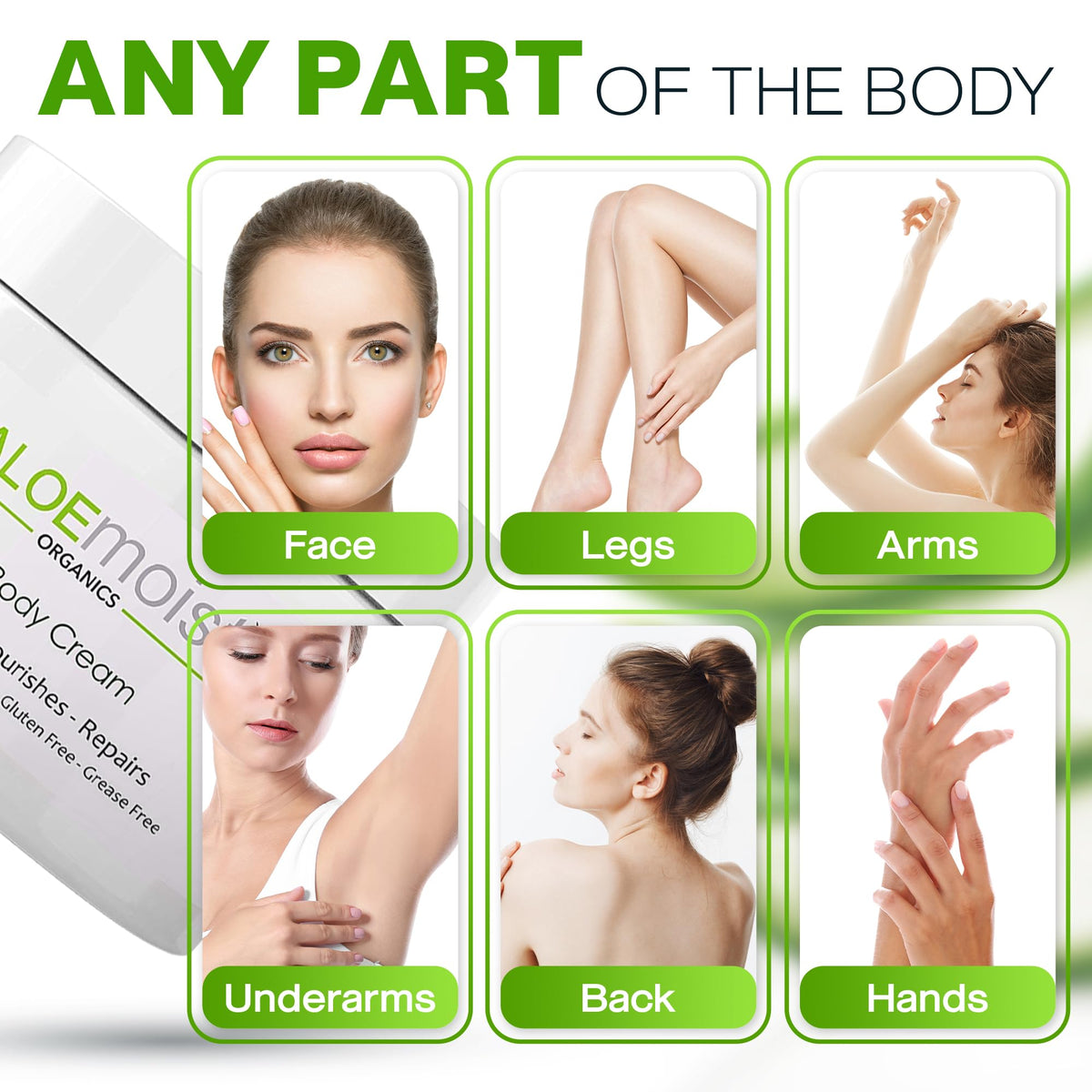 AloeMoist being dispensed onto hand showing non-greasy application benefit