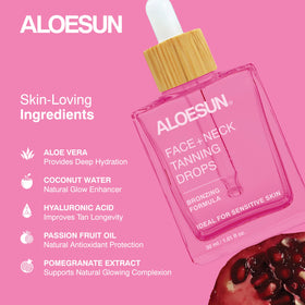 ALOESUN before and after face comparison with natural, gradual bronzing