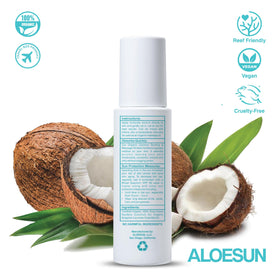 ALOESUN model with sun-kissed glow illustrating hydrated tan benefit