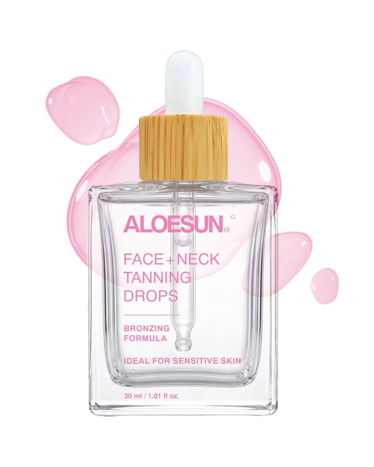 ALOESUN front bottle showing label and travel-ready size for effortless tanning