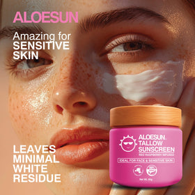 ALOESUN used on a baby's shoulder highlighting gentle formula for sensitive skin
