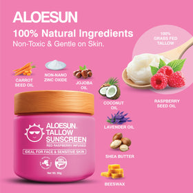 ALOESUN side label view showing ingredients list and non-nano zinc oxide detail