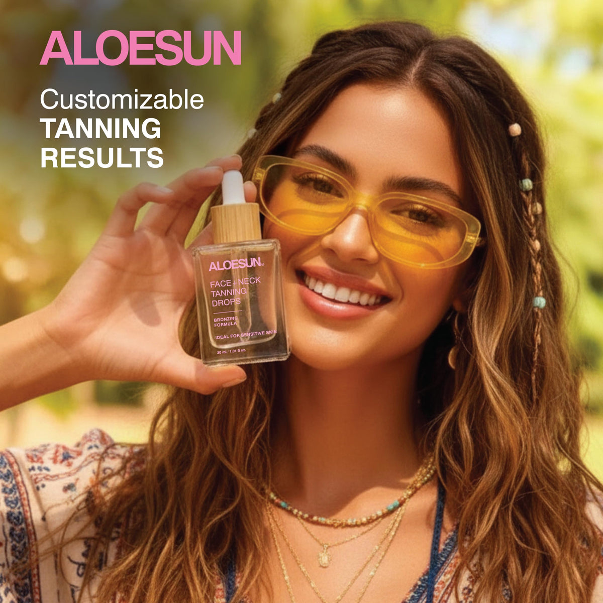 ALOESUN texture close-up of clear drops highlighting quick absorption benefit