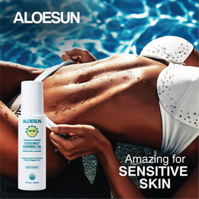 ALOESUN oil texture on skin illustrating lightweight hydration benefit