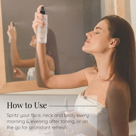 Aloette spray on arms after sun exposure, soothes and cools skin
