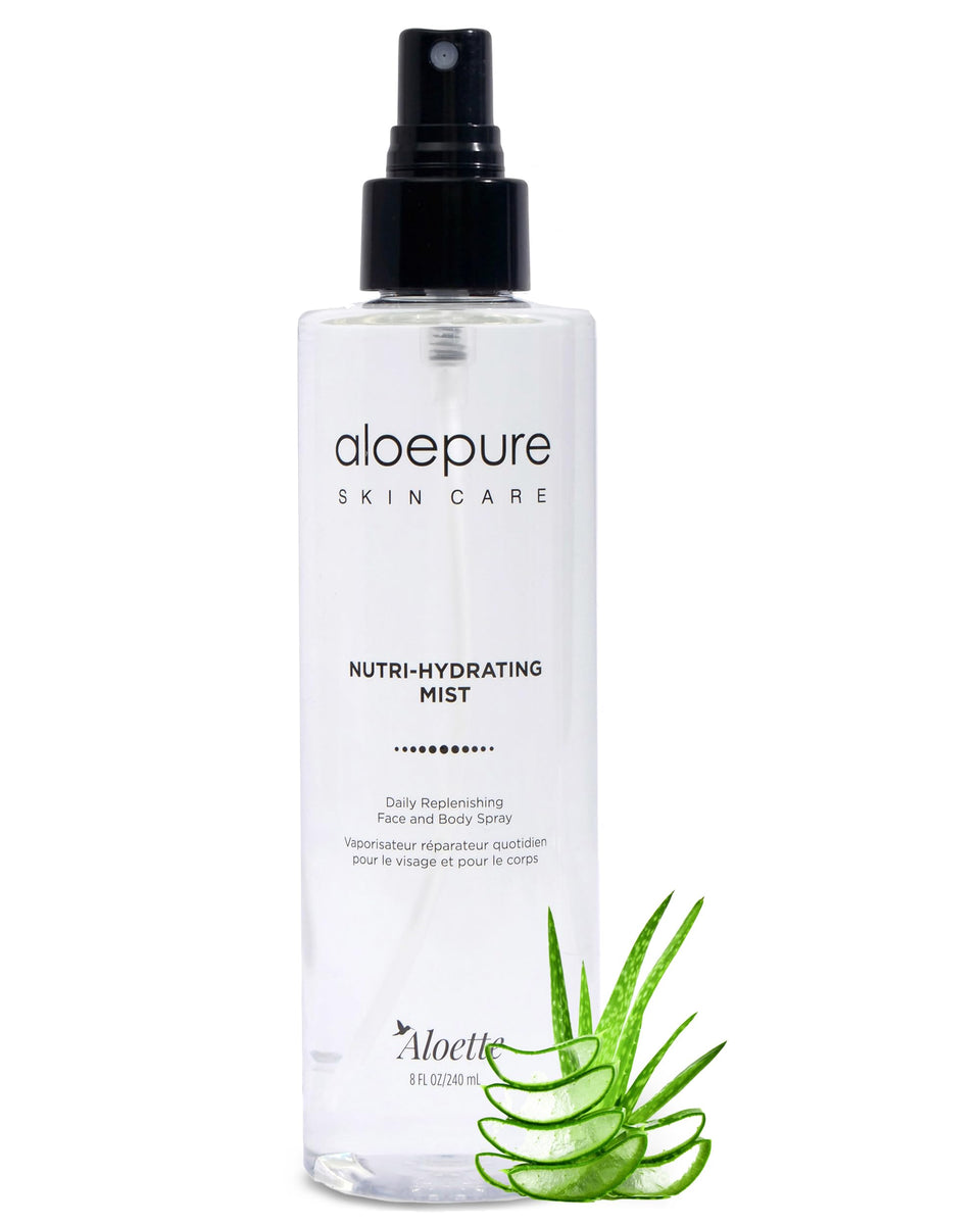 Aloette front packaging showing an 8oz mist, hydrate on the go