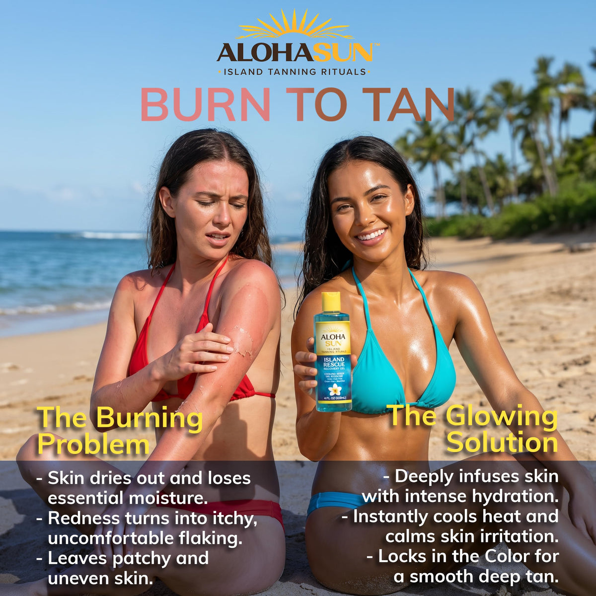 Aloha Sun cool gel texture close-up demonstrating fast absorption and non-sticky feel