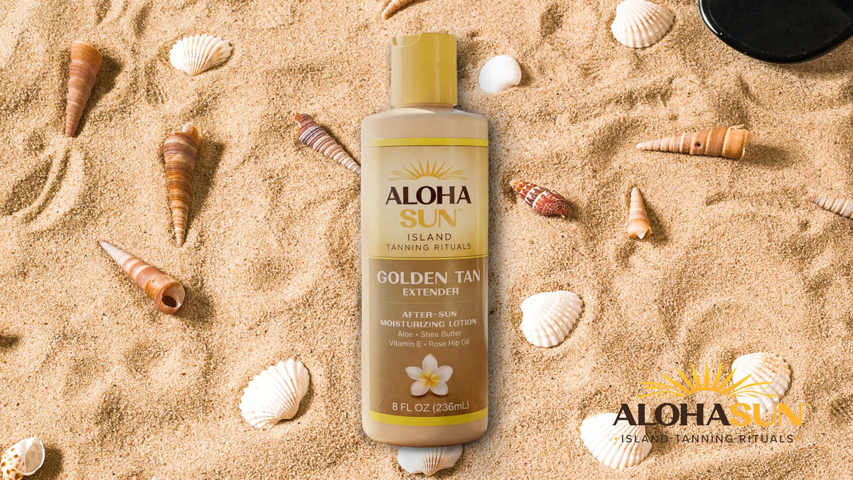 Aloha Sun 8 fl oz bottle in hand showing compact travel-friendly size