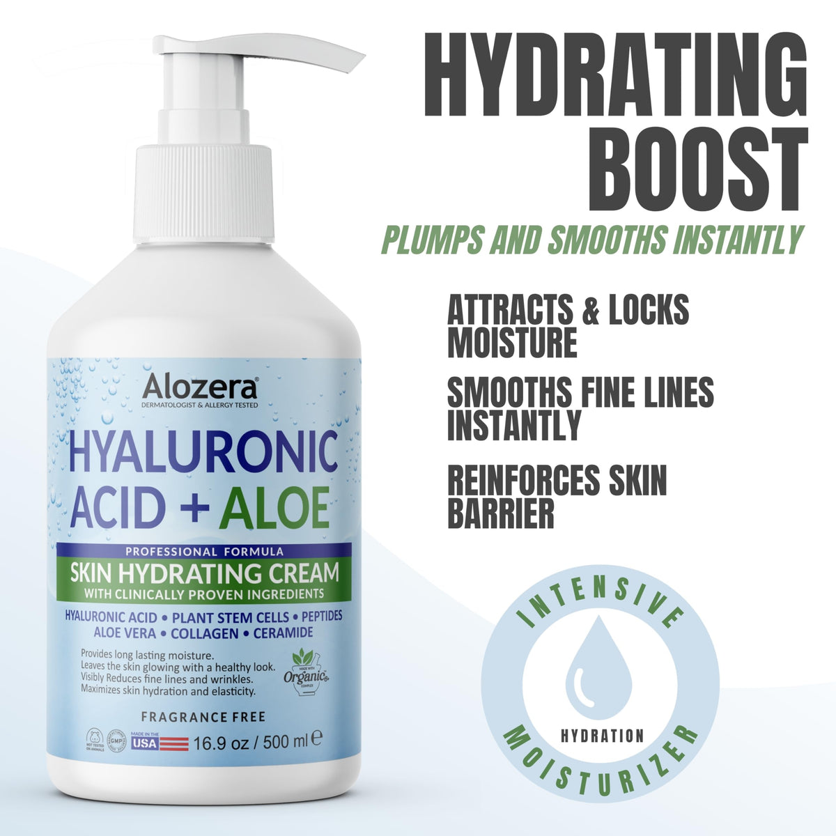 Alozera back label showing ingredients and transparency benefit