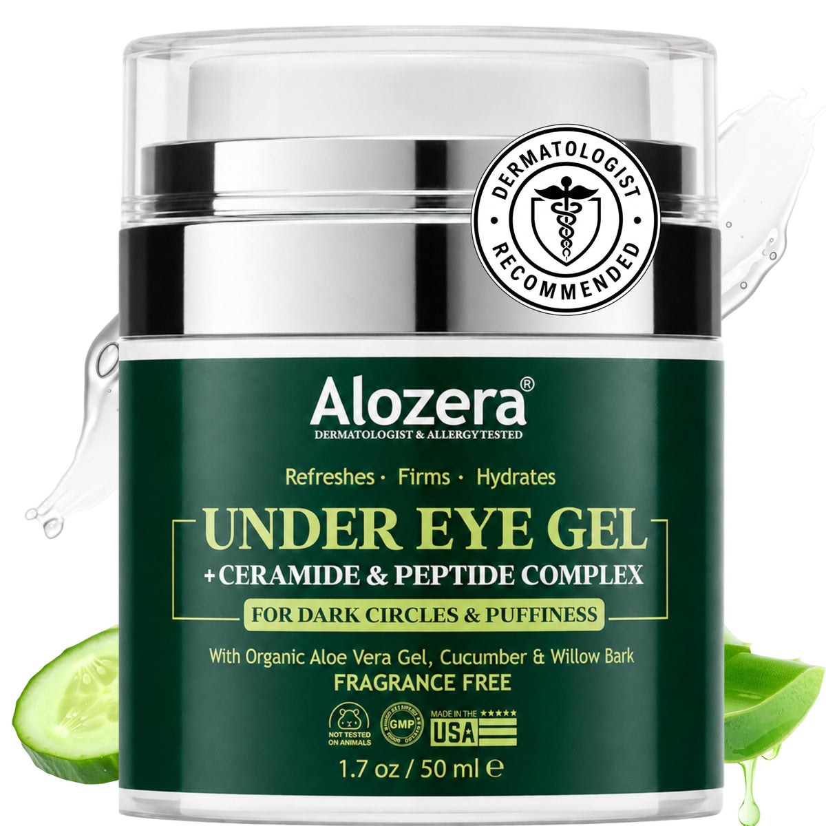 Alozera front package showing tube and branding with clear benefit