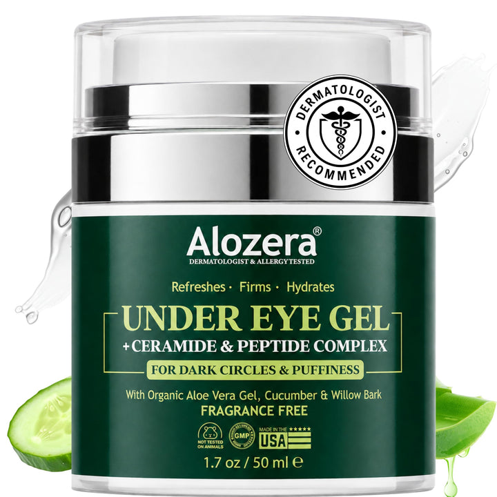 Alozera front package showing tube and branding with clear benefit