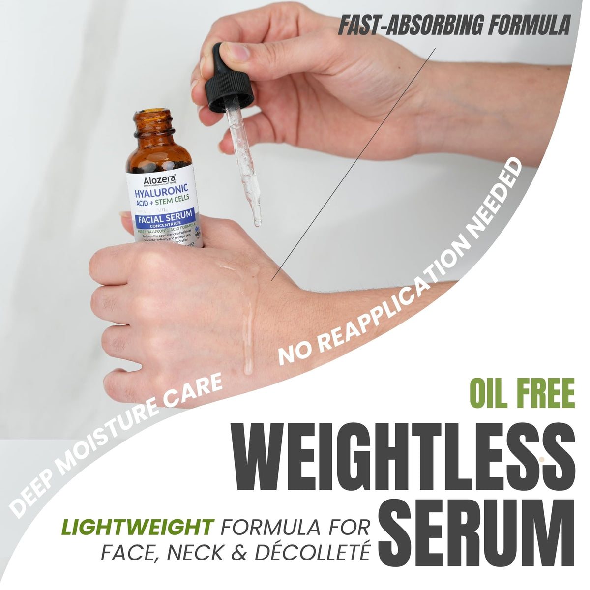 Alozera applied to neck and décolleté for visible plumping support