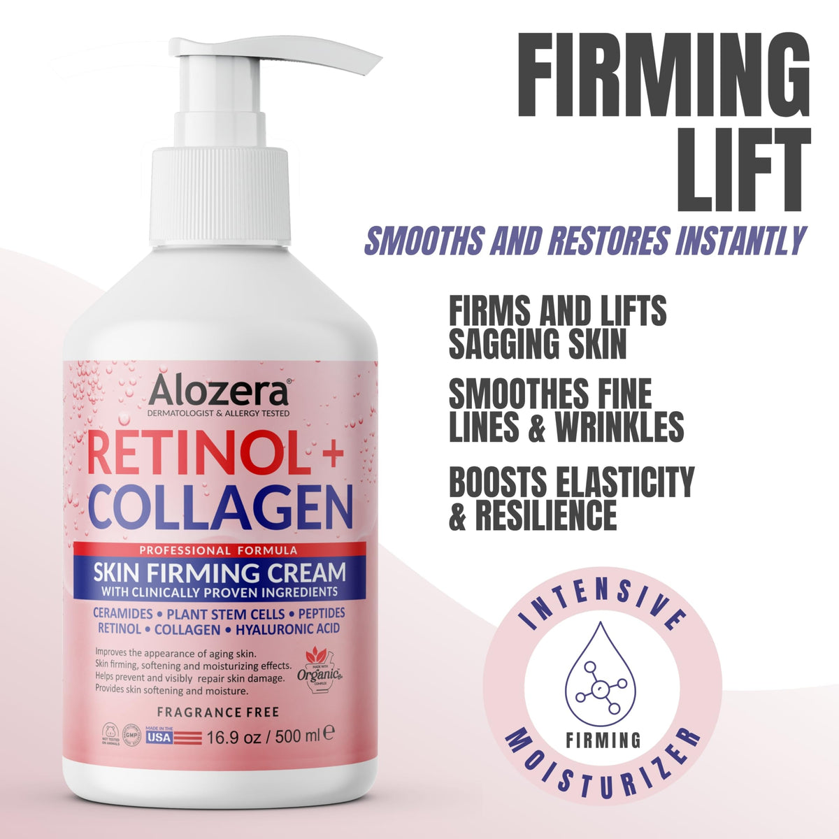 alozera pump close-up dispensing lotion illustrating easy controlled application