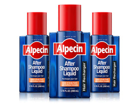 Alpecin front packaging showing bottle and pack benefits for daily use