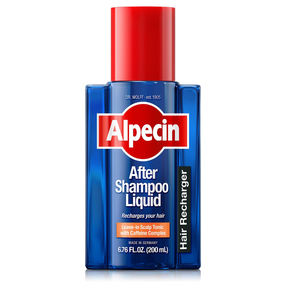 Alpecin bottle front packaging showing product name and size for quick recognition