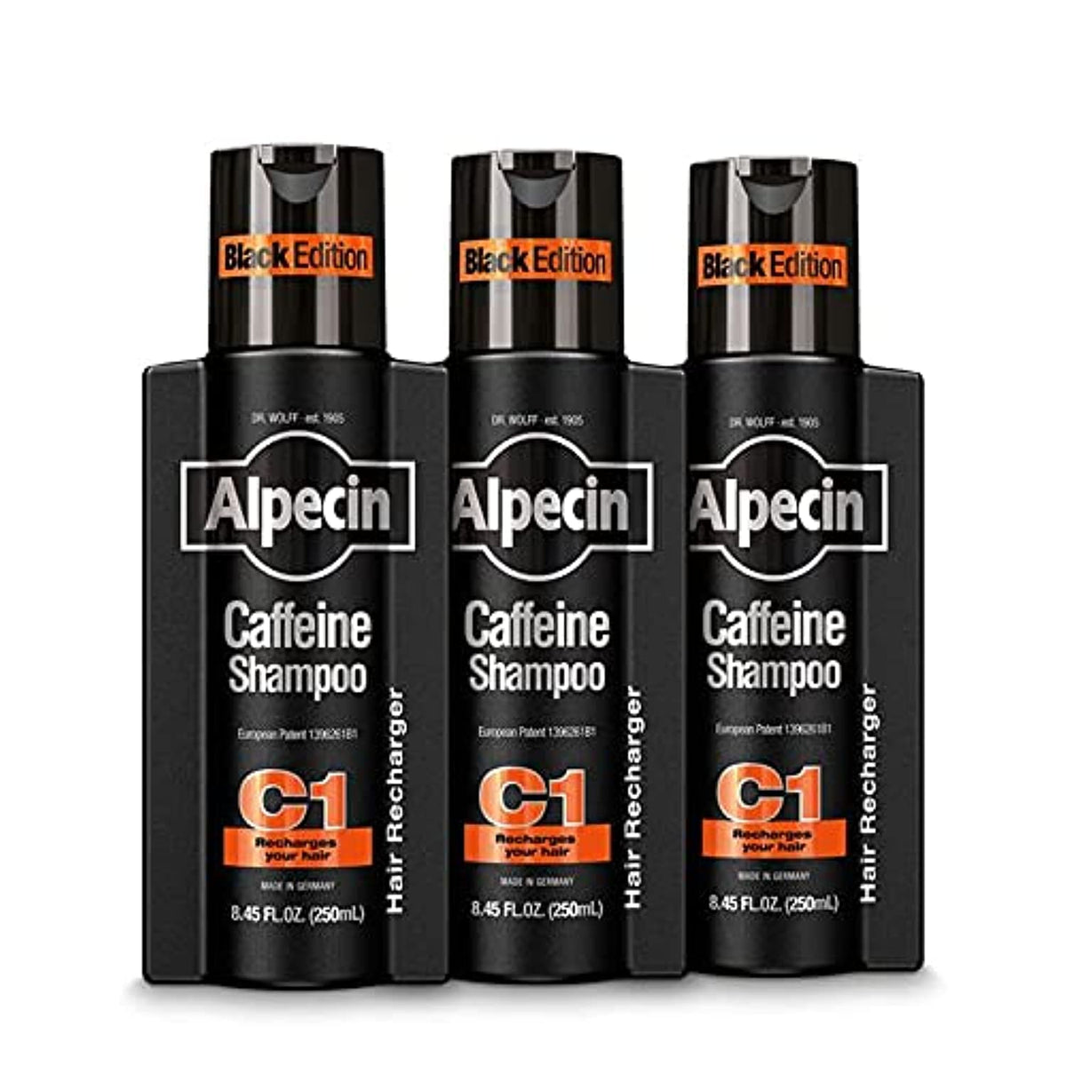 Alpecin C1 Black Edition front packaging showing label and benefits
