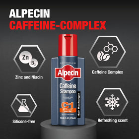 Alpecin C1 shampoo foam close-up demonstrating lather and cleansing action for a refreshed scalp