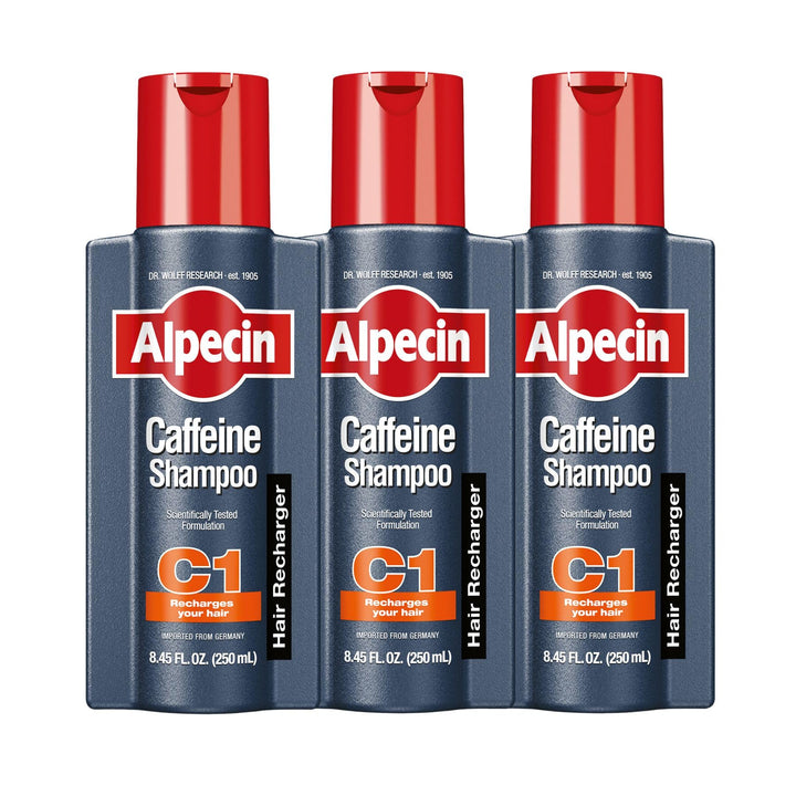 Alpecin C1 front bottle showing label and caffeine benefits