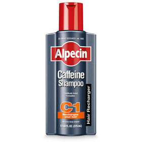 Alpecin C1 front packaging showing 12.68 fl oz bottle and label benefit