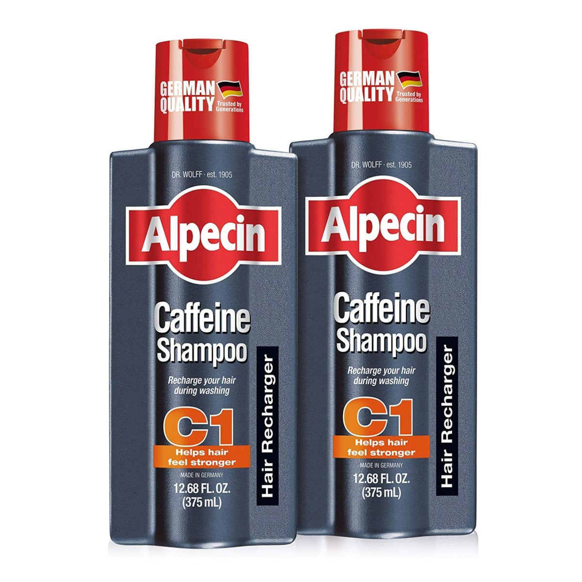 Alpecin C1 front packaging showing two bottles and clear branding for easy identification and value