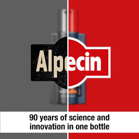 Alpecin C1 on bathroom shelf in lifestyle scene suggesting daily routine integration and neat storage