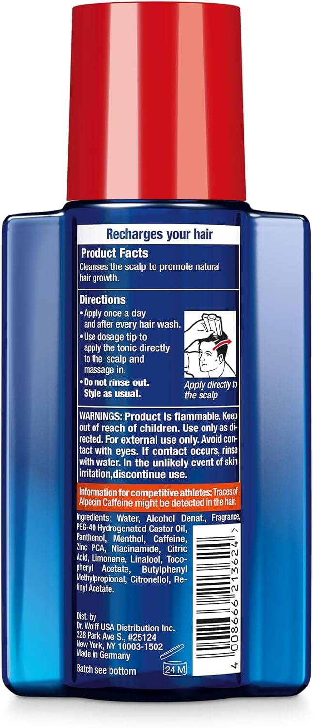 Morning routine scene with Alpecin on bathroom shelf conveying easy daily grooming benefit