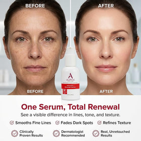 Alpha serum texture close-up highlighting lightweight consistency and quick absorption