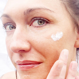 Alpha product applied on hand showing gentle absorption and smoothing benefit