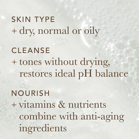 Alpha cleanser texture on palm showing creamy gel, demonstrates gentle non-drying formula