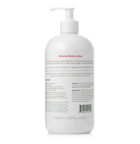 Alpha lotion next to hand showing 23 oz size for long-term use