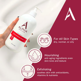 Alpha lotion texture close-up demonstrating smooth hydrating formula