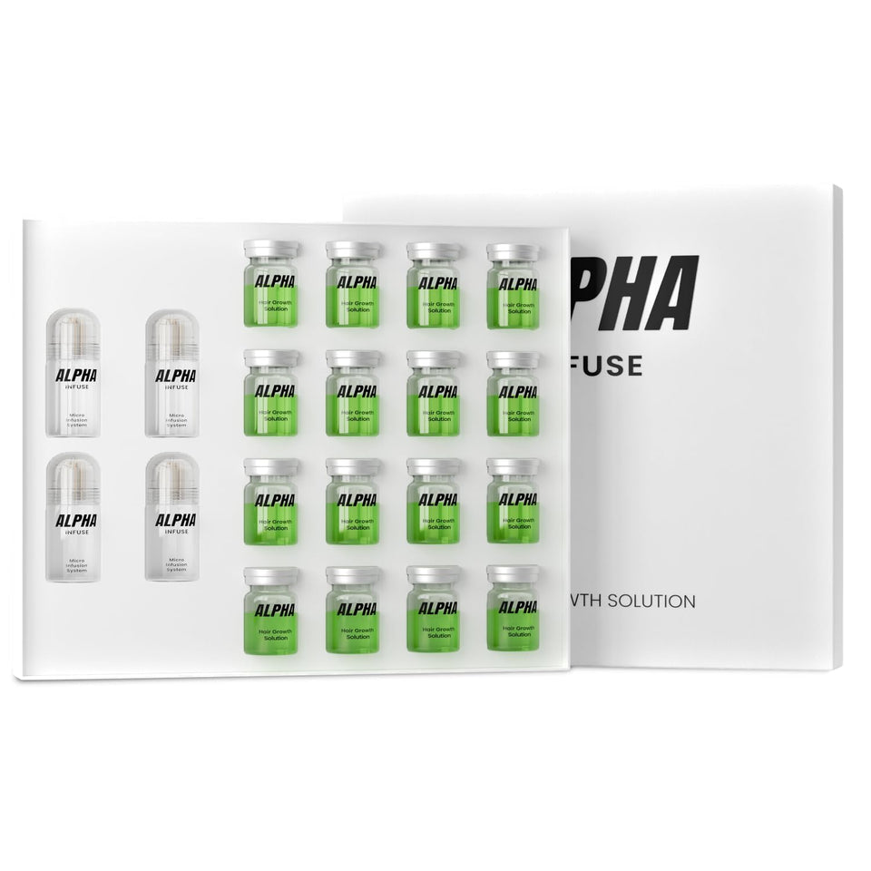 AlphaInfuse front bottle view showing sleek 64ml packaging and clear brand benefit