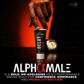 AlphaMale cream on bathroom counter in lifestyle setting for discreet everyday use