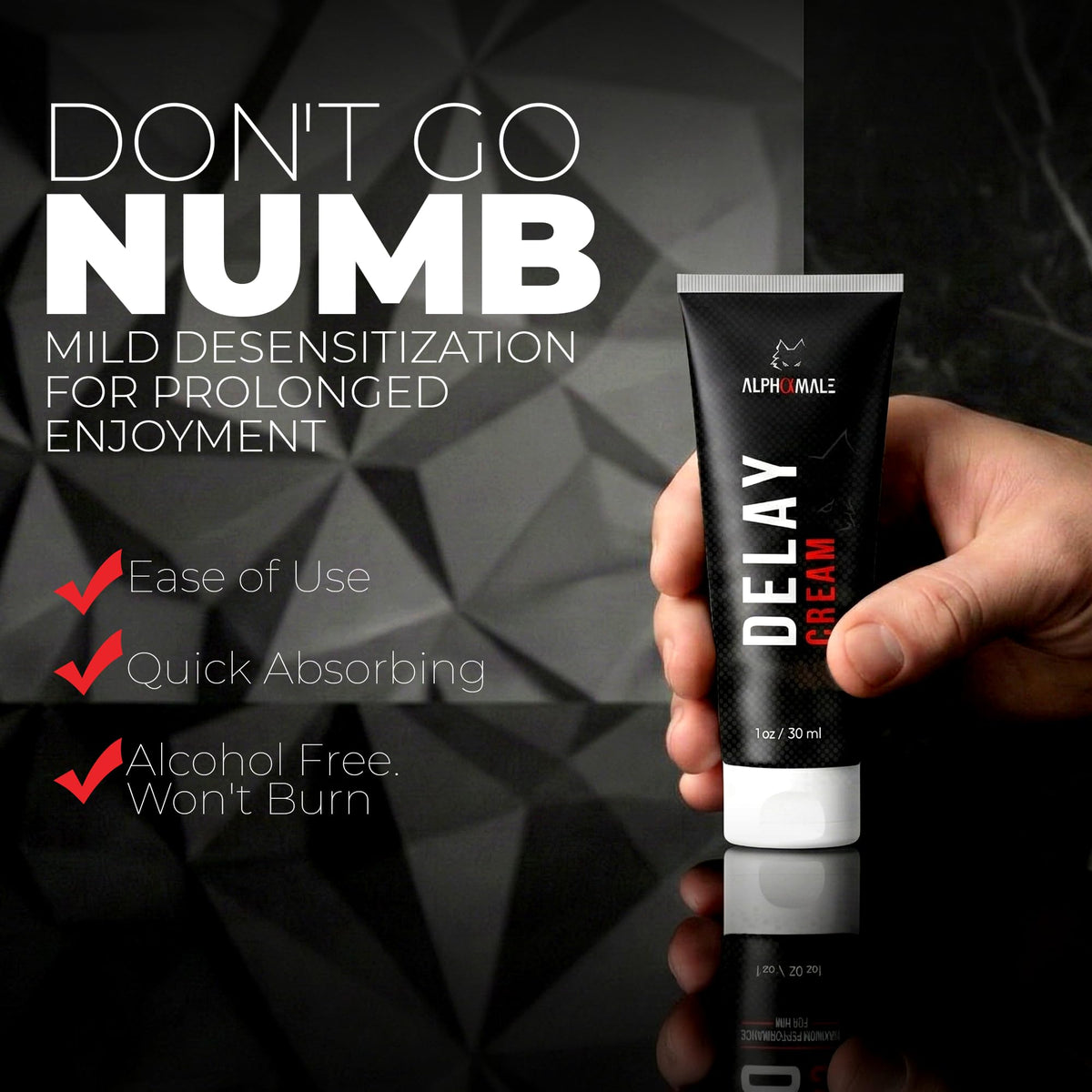 AlphaMale cream on hand texture demonstrates quick absorption and smooth feel
