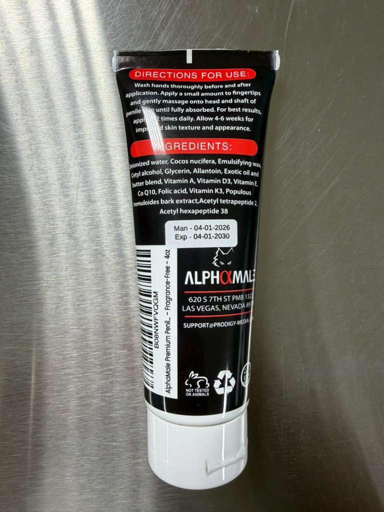 AlphaMale made in USA badge close-up emphasizing domestic manufacturing quality