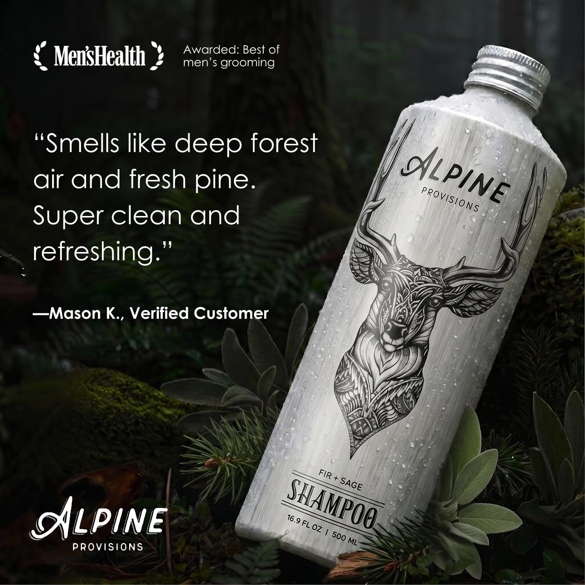 Alpine Provisions close-up of shampoo foam showing gentle lather and hydration benefit