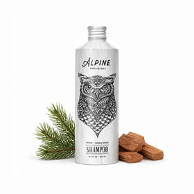 Alpine Provisions front bottle showing cedar and sandalwood scent and recyclable packaging