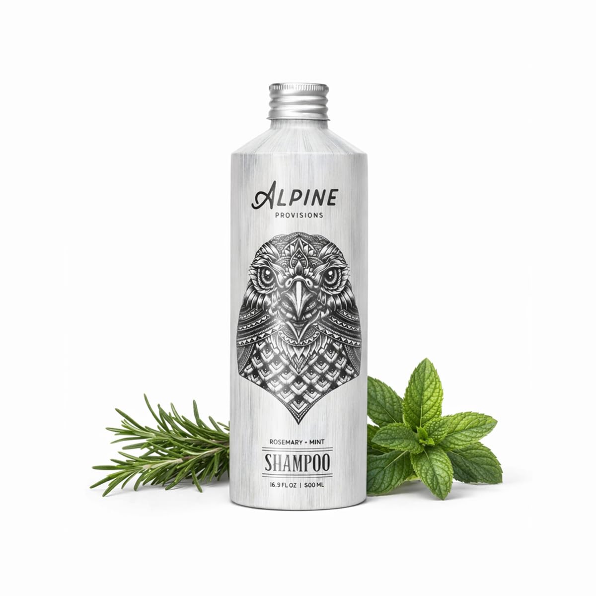 Alpine Provisions front label showing rosemary and mint, clear ingredient visibility benefits