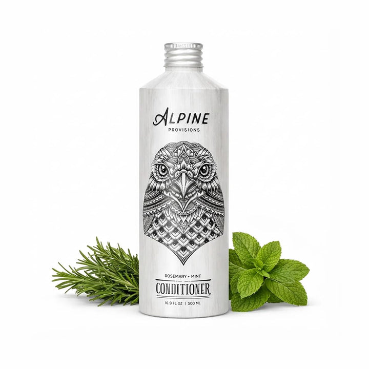 Alpine Provisions front packaging showing rosemary and mint and eco-friendly benefits