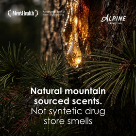 Alpine Provisions in-shower use demonstrating gentle cleansing and calming scent