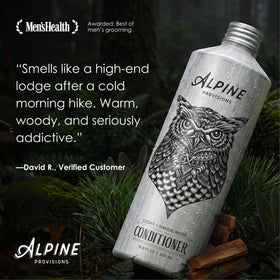 Alpine Provisions pump and label closeup highlighting clean ingredients and easy dispensing