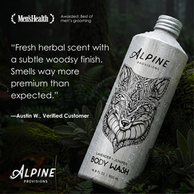 Alpine Provisions creamy lather texture illustrating moisturizing aloe and coconut oil